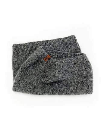 Cienki szary szalik typu komin z wełny alpaki, Holy Alpaca Knit