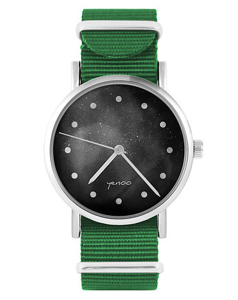 Zegarek - Czarny - zielony, nylonowy, OKAZJE - Prezenty na 18 dla chłopaka