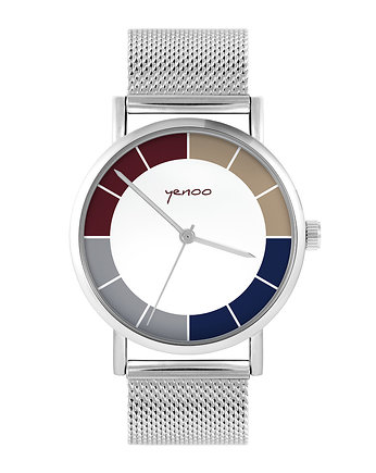 Zegarek - Tri color - bransoleta mesh, OKAZJE - Prezenty na 18 dla chłopaka
