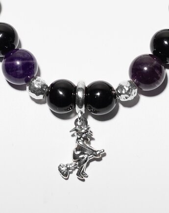 Bransoletka Wiedźmy z kamieni naturalnych Onyks i Ametyst, Black Mamba Jewelry