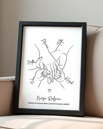 Plakat personalizowany Rodzina 5 osoby - 004, Paperblue Studio