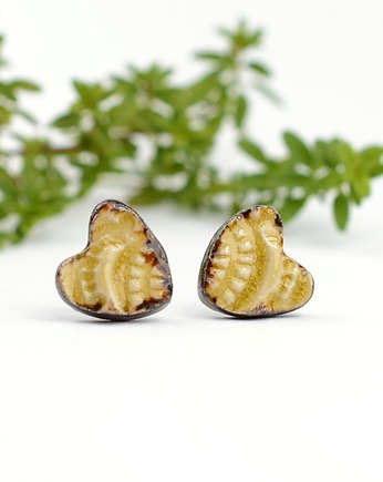 Żółte serca- kolczyki ceramiczne serduszka, Dorca