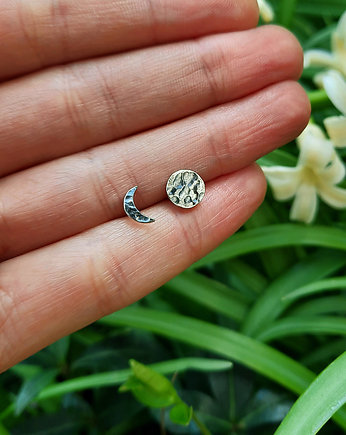 Kolczyki srebrne MOON Pełnia i Sierp, ZIĘBA