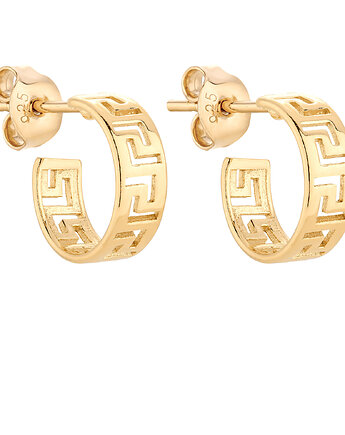 Złote małe kolczyki z greckim wzorem, SOTHO