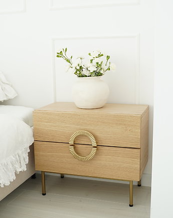 ERYN RING - dębowa szafka nocna z szufladami, Papierowka Simple form of furniture