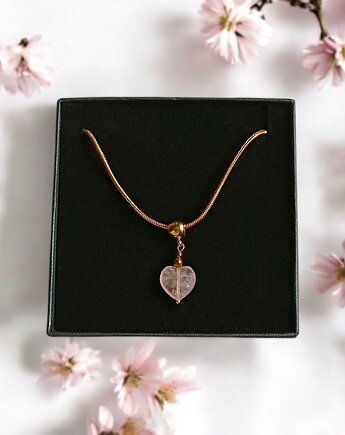 Uroczy naszyjnik: serduszko KWARC TRUSKAWKOWY: wyjątkowy prezent, kaktusia