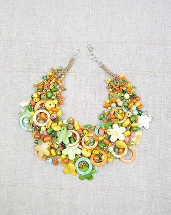 7011 Kolorowy Naszyjnik Soczysta Pomarańcza i Zieleń, kama4you