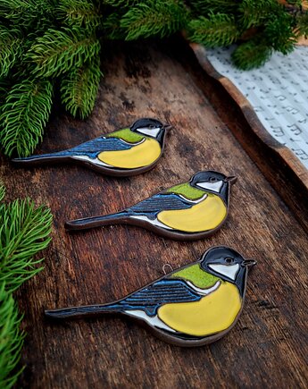 Ceramiczny ptak 3 sztuki dekoracja ścienna, Wooden Love