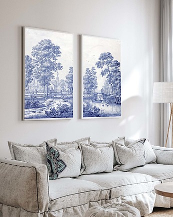DWA PLAKATY toile de jouy, scenki rodzajowe, black dot studio