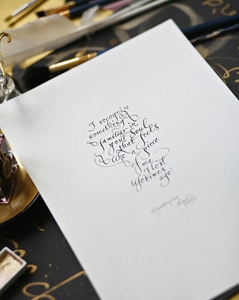 Plakat kaligrafia: I recognize something familiar in your Soul, Annagrafia