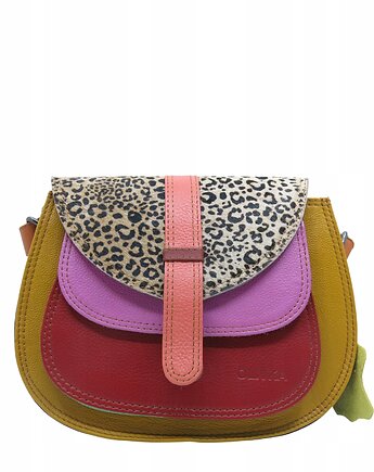 Torebka ze skrawków skóry naturalnej na ramię pojemna kolorowa OLIVKA, Olivka Warsaw