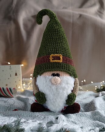 Duży krasnal 50 cm, Skrzat świąteczny, Maskotka pluszowa, EcoToysByNastya