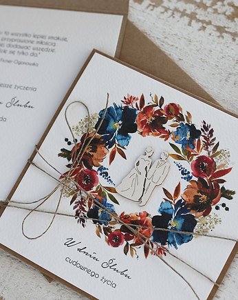 Stylowa kartka ślubna Młoda Para boho, sorte