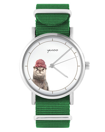 Zegarek - Wydra - zielony, nylonowy, yenoo