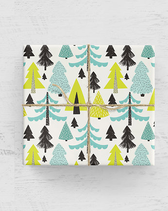 papier do pakowania -  choinki choinki  210 biały, Wrap and Pack