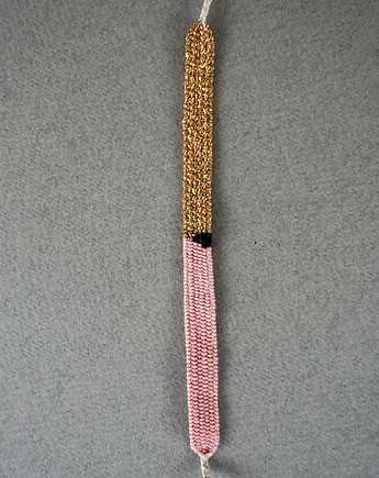 Bransoletka ręcznie tkana na krośnie wiązana na supełek, Słońcem Tkane