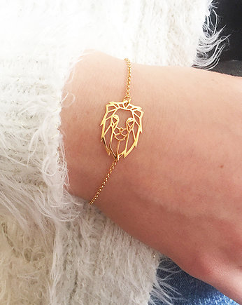 Bransoletka  z lwem, złoty lew, głowa lwa, Anemon Atelier