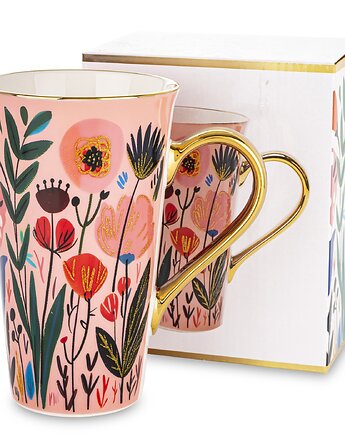 Kubek porcelanowy 700 ml BLUMEN 16,5x14,5x10 cm różowy, MIA home