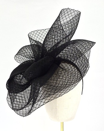 HATOR fascynator czarny z woalem i siateczką duży, Expose Akcesoria
