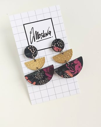 Kolczyki bordowo złote łódeczki, mojamoskwa
