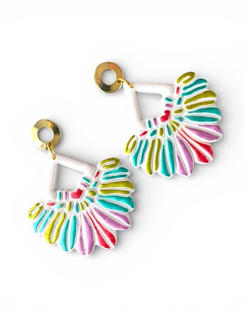 Kolczyki kolorowe piórka z gliny polimerowej, Megan Little Things