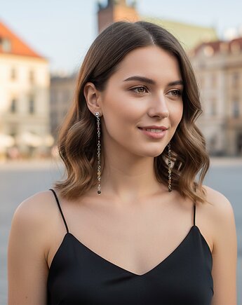 Bardzo długie kolorowe kolczyki z turmalinami srebro 925, Yamira Art Studio