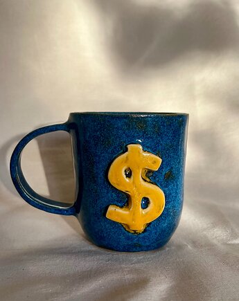 Kubek ceramiczny Money Maker z dolarem, szkliwiona_art
