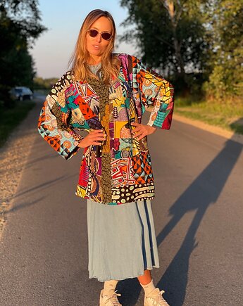 Zjawiskowe ocieplane kimono patchwork, Pintera