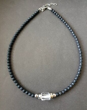 Naszyjnik choker ROOTS czarny turmalin, kryształ górski, jaspis dalmatyński, modesign