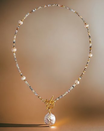 Naszyjnik OPAL peruwiański & PERŁY, kaktusia