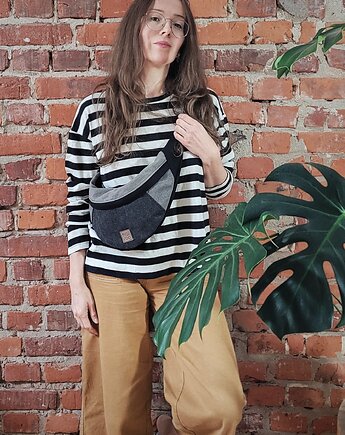 Nerka "Haru" czarna szara mix bawełna canvas, hairoo