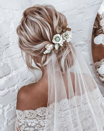 Delikatny długi welon do sukni boho, Marisey