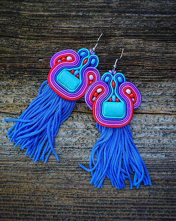 Etniczne  kolczyki soutache z chwostami, Mró Soutache