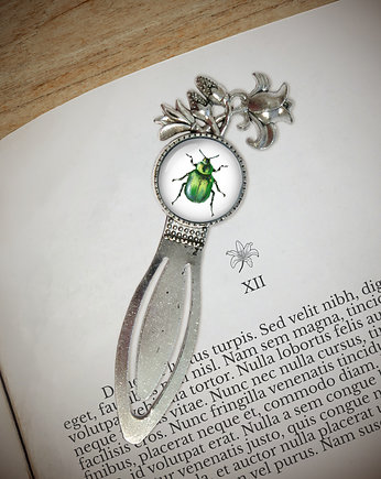 Zakładka do książki - Zielony żuczek - lilia, OSOBY - Prezent dla niej