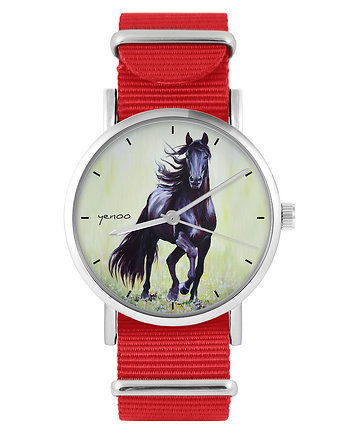 Zegarek - Czarny koń 2 - czerwony, nato, yenoo