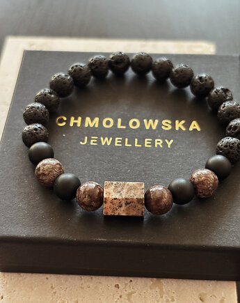 Bransoletka męska Obsydian i Agat, Chmolowska Jewellery