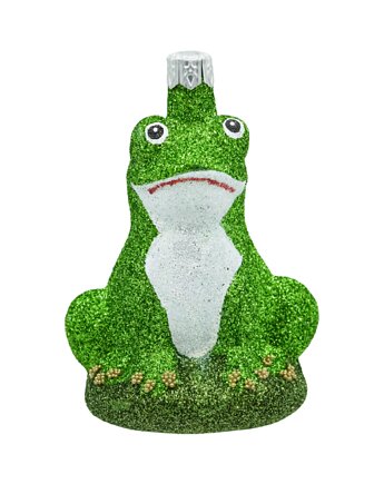 Bombka choinkowa: Żaba brokatowa: ciemnozielona, Syn Bombkarza