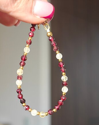 Bransoletka granat cytryn, NESSING handmade