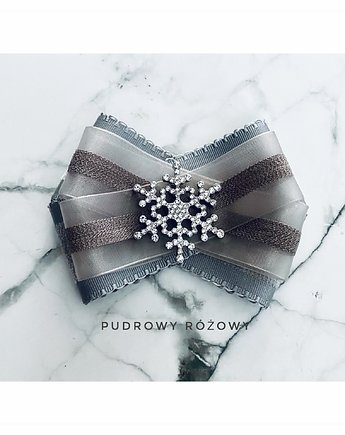 Brosza ze śnieżynką gwiazdką Mikołajki Święta, Pudrowy Różowy