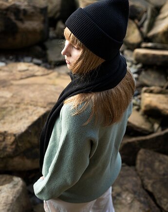 Czapka Inari z wełny merino w kolorze czarnym, Woolish