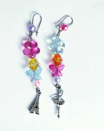 Kolczyki - Baletnica, Paryż, koraliki, yenoo