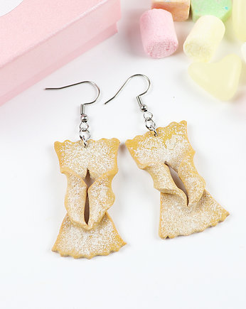 Kolczyki faworki na tłusty czwartek duże, Lemon Lovely