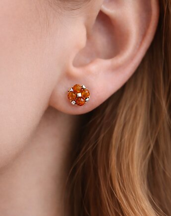 Delikatne Pomarańczowe Kolczyki Sztyfty - Karneol, STAGHORN