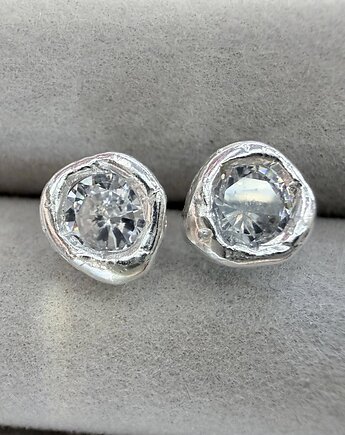 Srebrne kolczyki z cyrkoniami PŁYNNE SREBRO, ATdiament