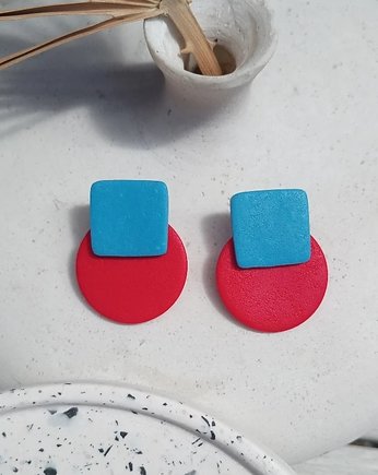 Kolorowe Kolczyki Duo fuksja-czerwień, Hellaclay