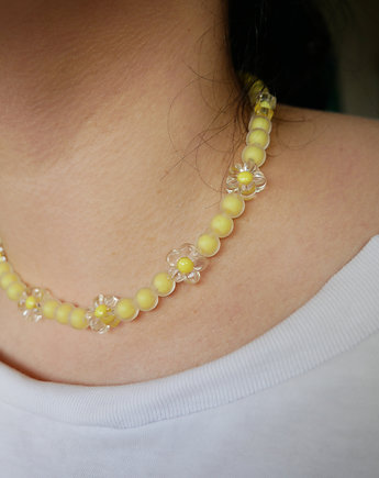 Kolorowy naszyjnik choker z koralików KWIATY, Wylewnia Twórczości