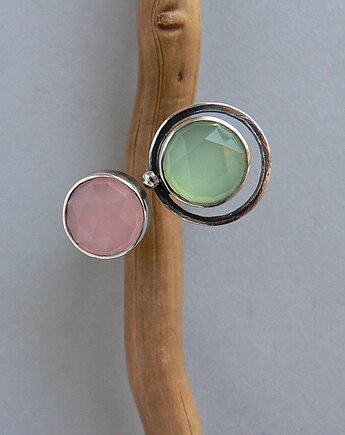 Pierścionek -pudrowy róż i mięta-, Emilia Woźniak