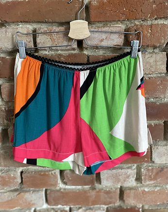 Piżamka szorty z wiskozy w wyraziste kolory, HisOutfit