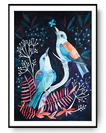 NIGHT BIRDS ilustracja drukowana, muamua design