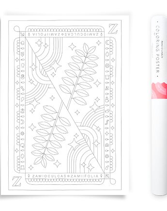 Plakat do Kolorowania Roślina Doniczkowa Zamiokulkas 50x70cm, Anna Grunduls Design
